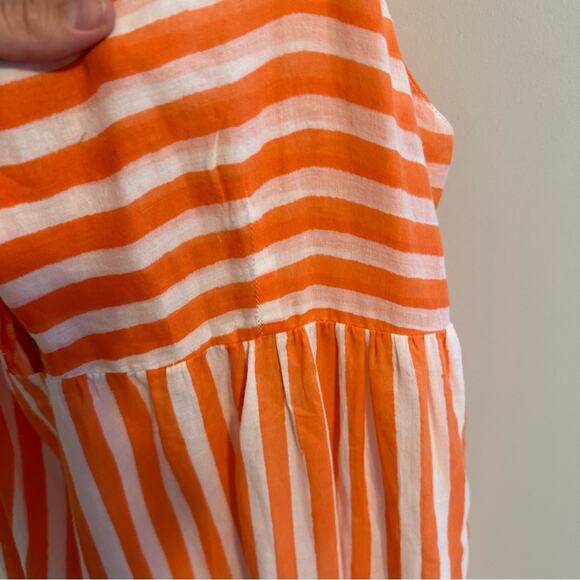 Tuckernuck Oliphant Orange White Cotton Striped Maxi Dress Large - Picture 12 of 15